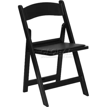 Global Industrial Resin Folding Chair W/Black Vinyl Padded Seat, Black Resin Frame B1105815